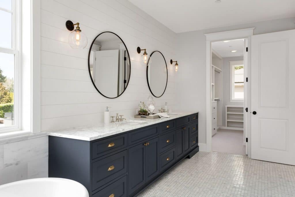 blue bathroom vanity