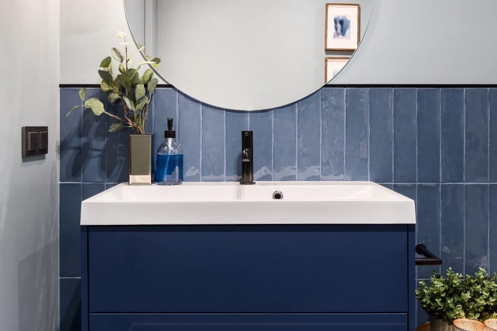 blue bathroom vanity