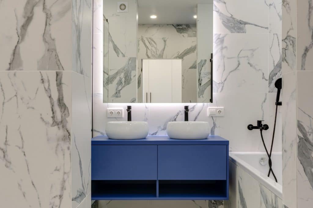 blue bathroom vanity