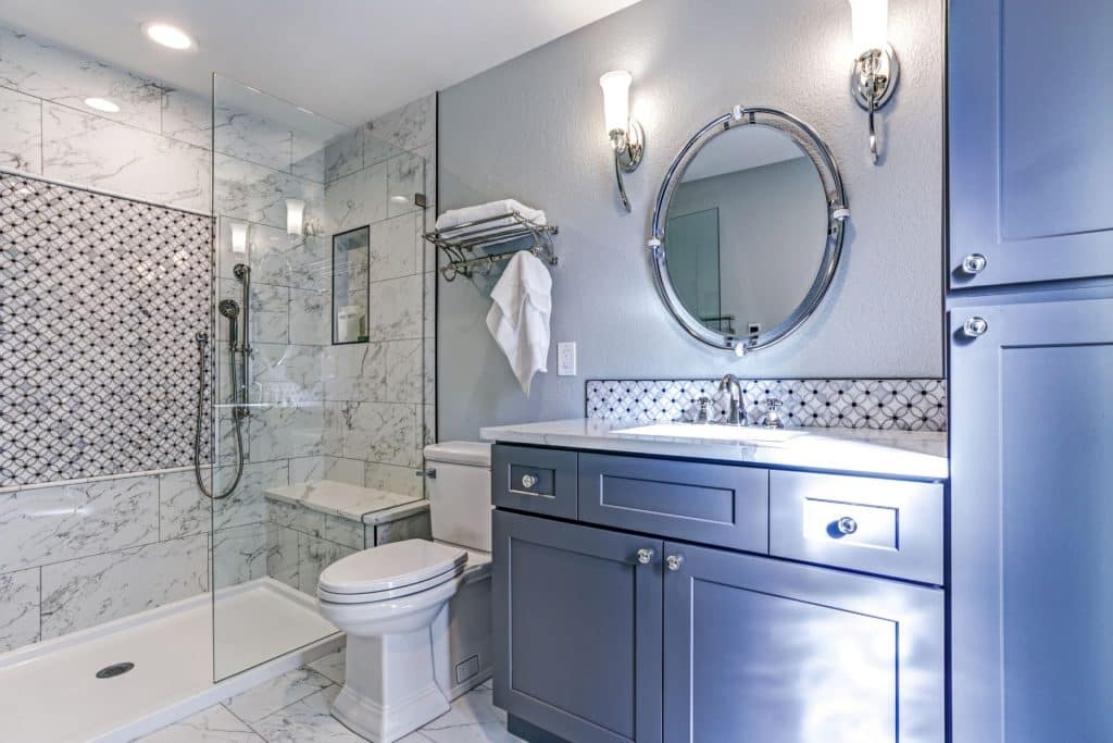 blue bathroom vanity