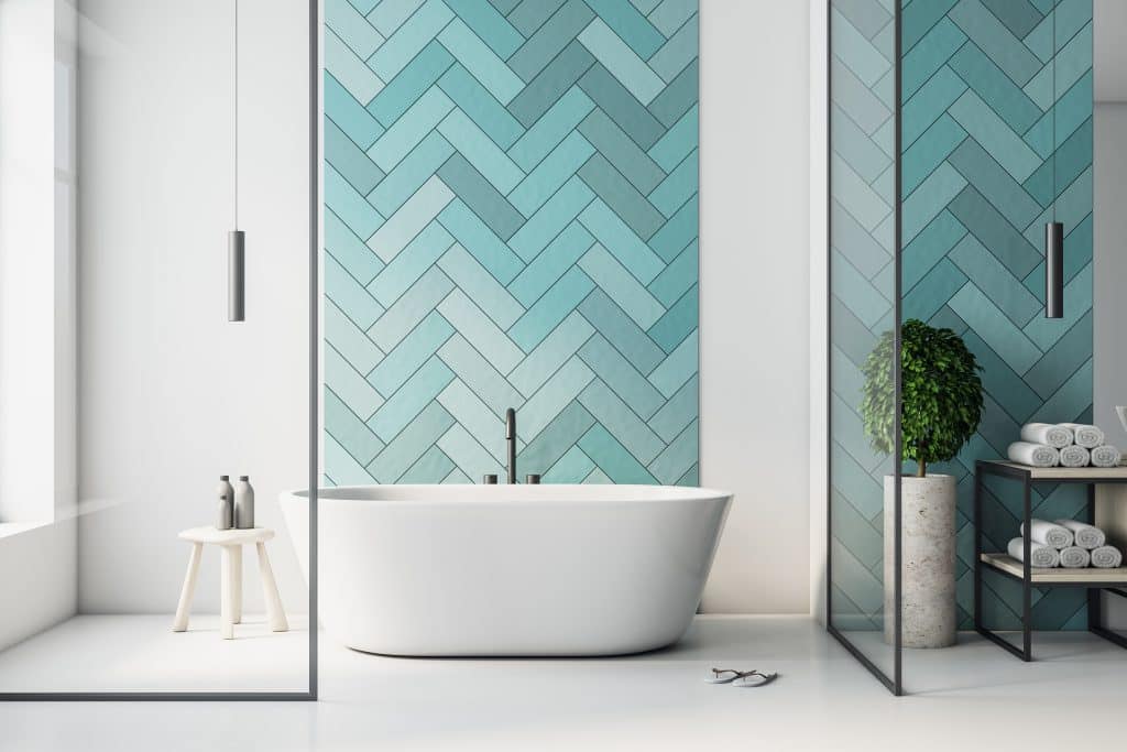 monochromatic herringbone tiles