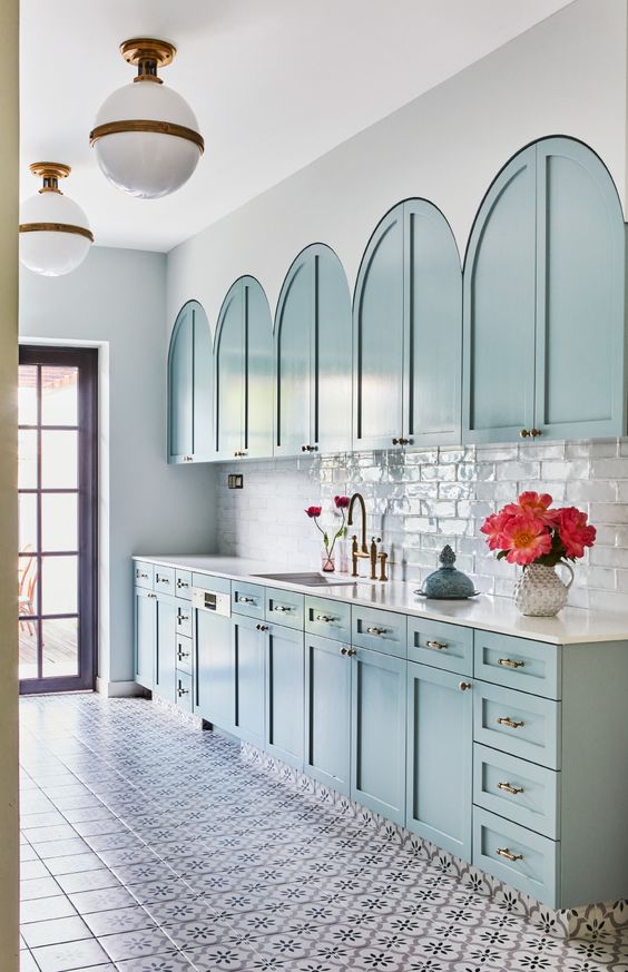 pretty powder blue kitchen