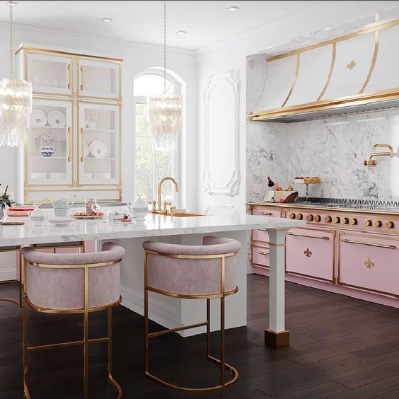 aesthetic pink kitchen