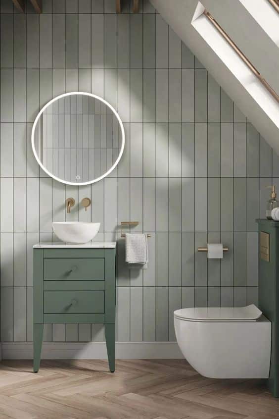 Sage green bathroom