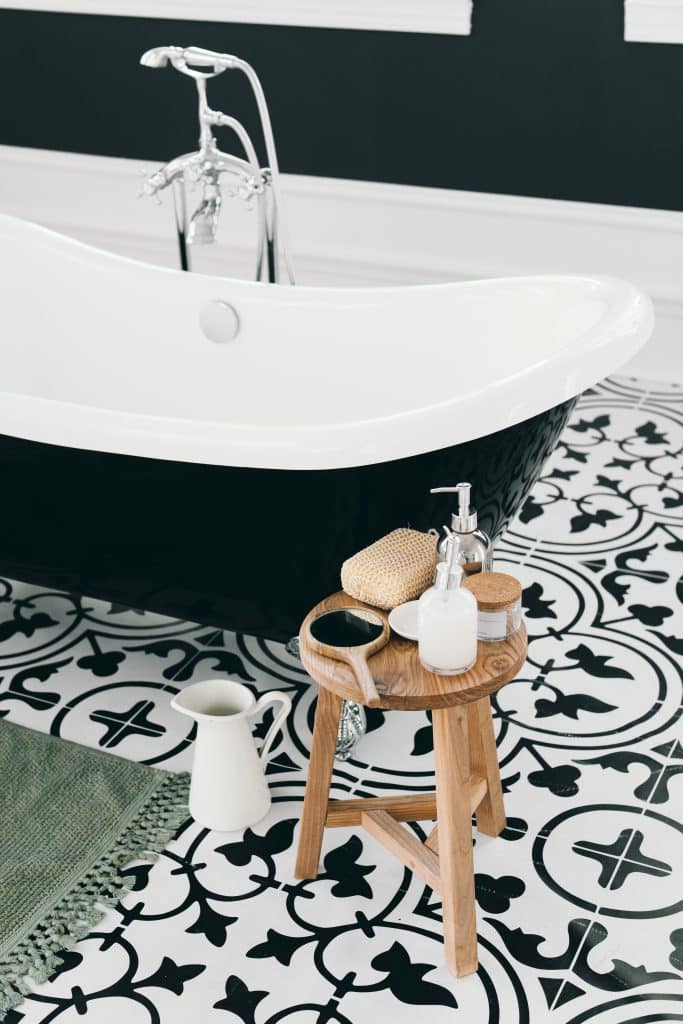 black and white bathroom tile